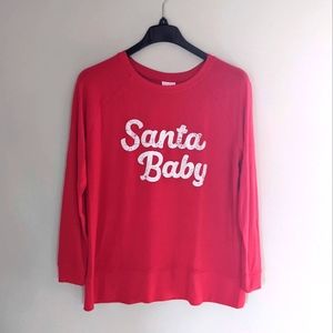 Isabel Maternity Santa Baby Christmas Holiday Shirt Red Soft Size XL
